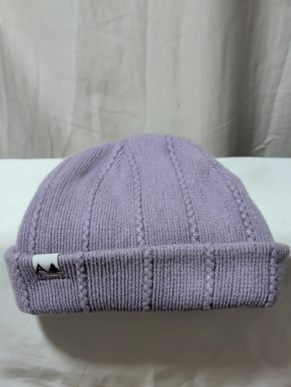 Adult Lavender Cable Knit Beanie Hat - Logo Cottage Core Beachy Vacation